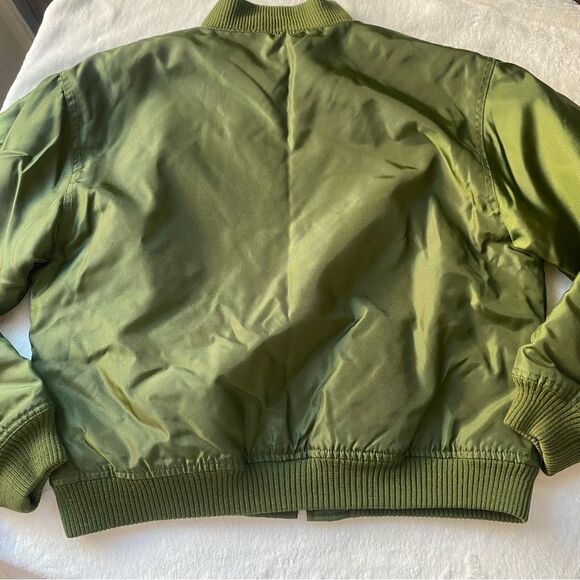 Vintage Y2K Calvin Klein Bomber Jacket Green orange interior Size Large - Picture 11 of 13